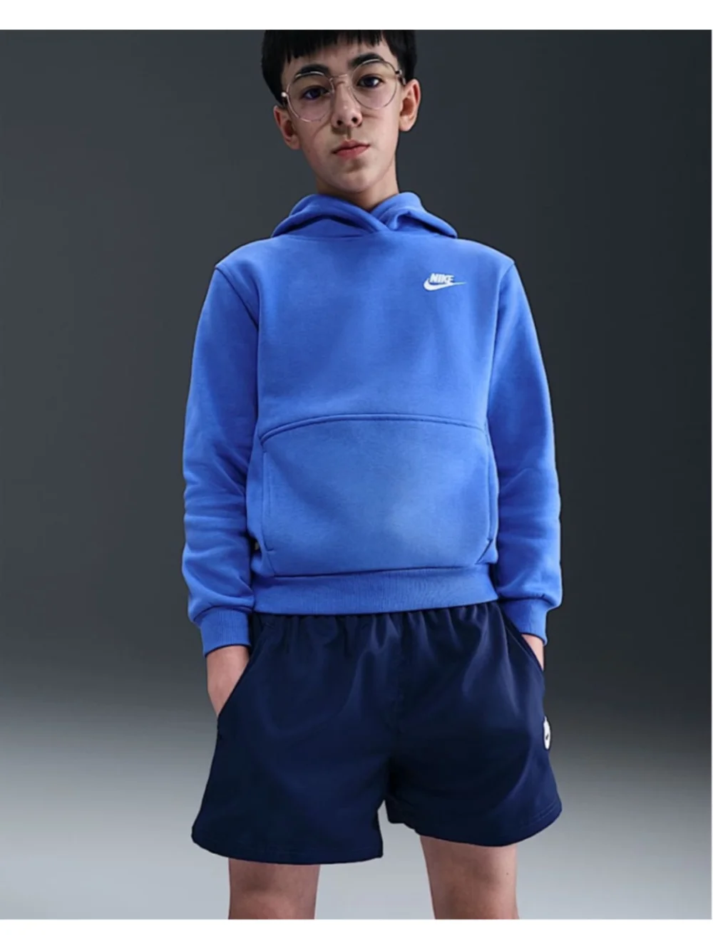 Nike Sportswear Club Fleece Kids Hoodie Youth S Blue Pullover Sweatshirt NWT